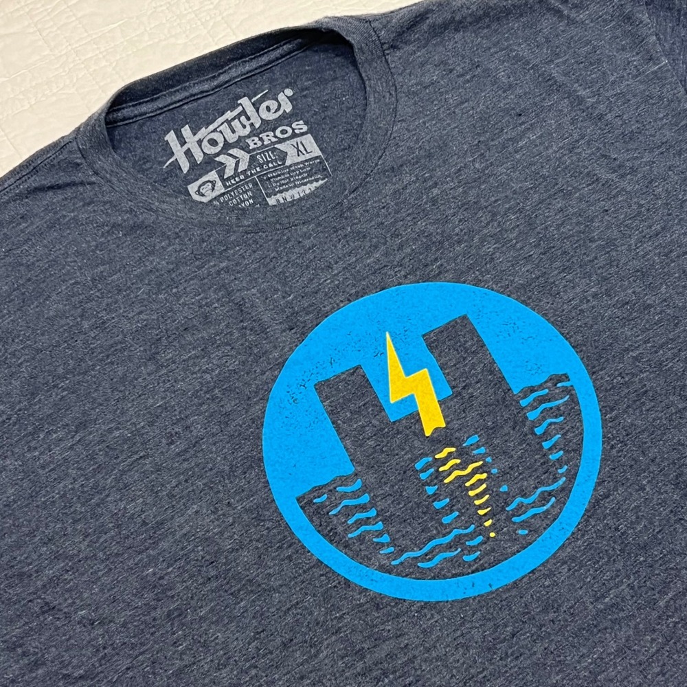 Howler Bros Mens XL Blue Howler For Harvey Lightning Bolt Graphic T-Shirt